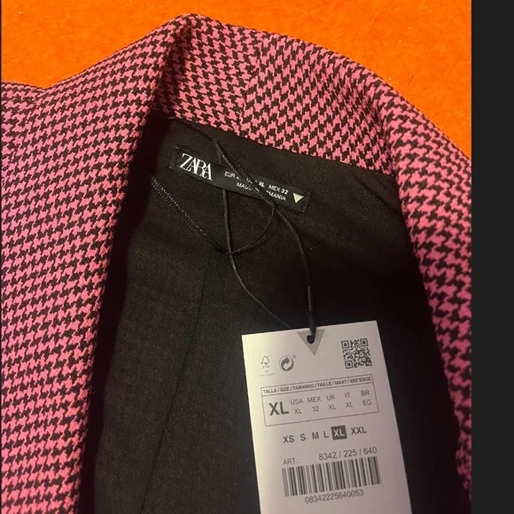 SOLD OUT Zara pink and black houndstooth blazer dress NWT - Picture 4 of 10